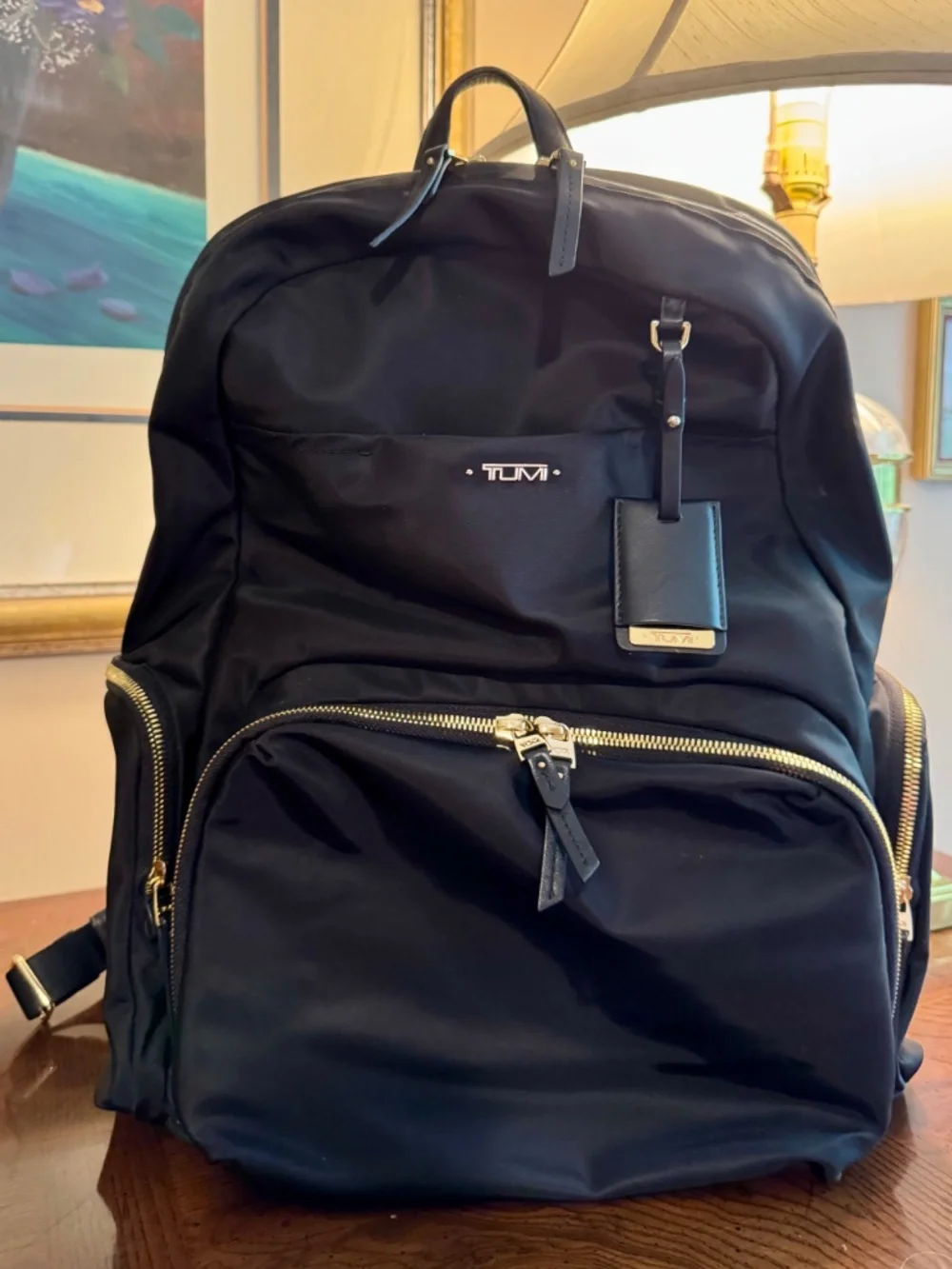 TUMI Voyageur Calais Black Nylon Backpack – Gold Hardware – EUC